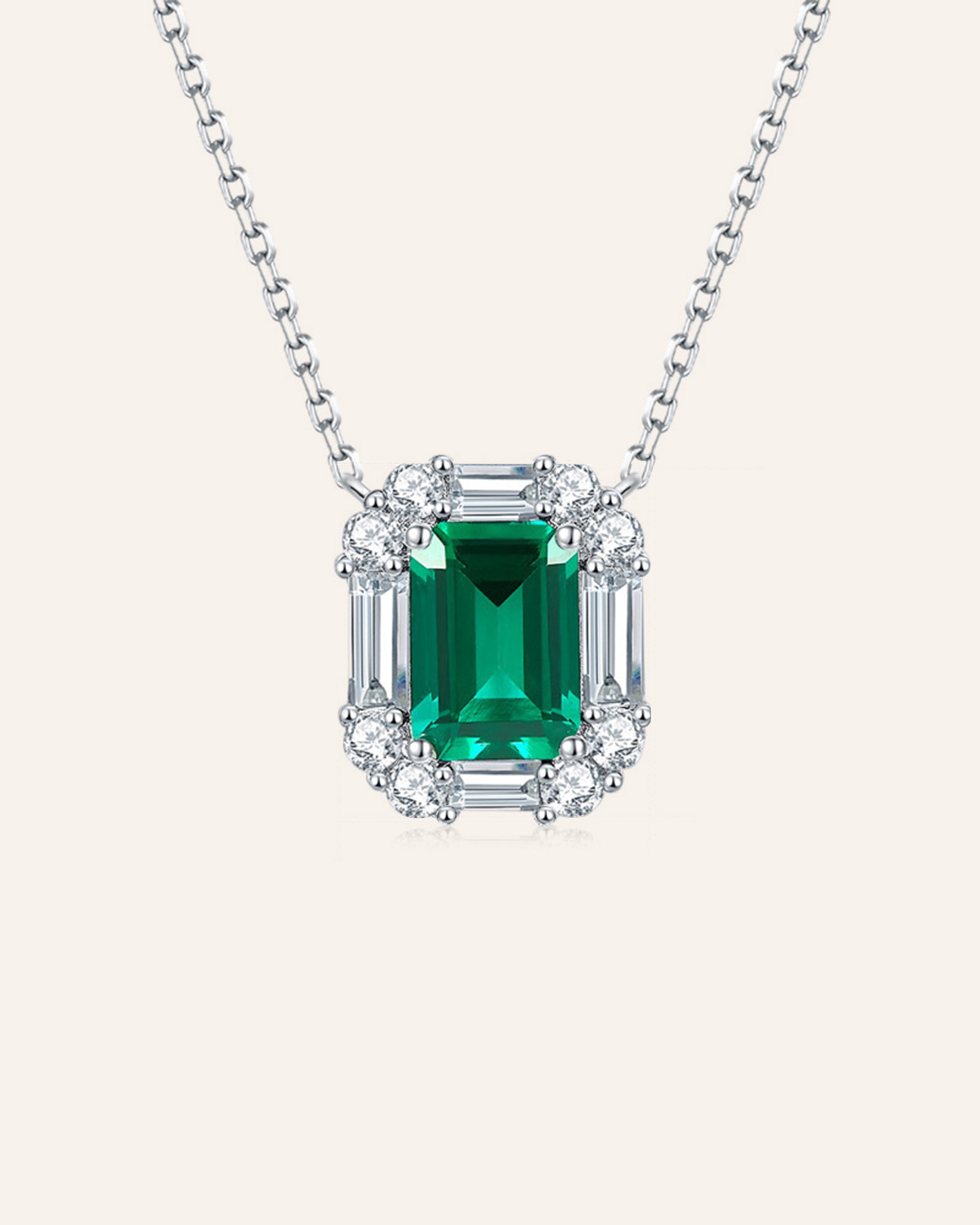 Emerald Glow Set(Necklace & Stud Earrings & Ring)