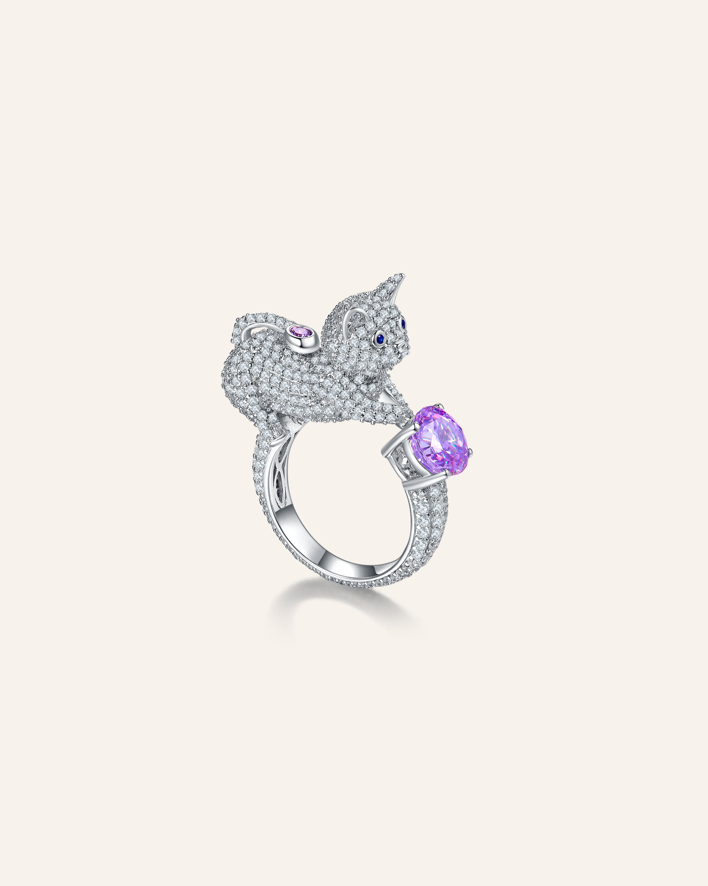 แหวน 1 กะรัตที่ได้รับแรงบันดาลใจจากสัตว์ - Kitten's Joy