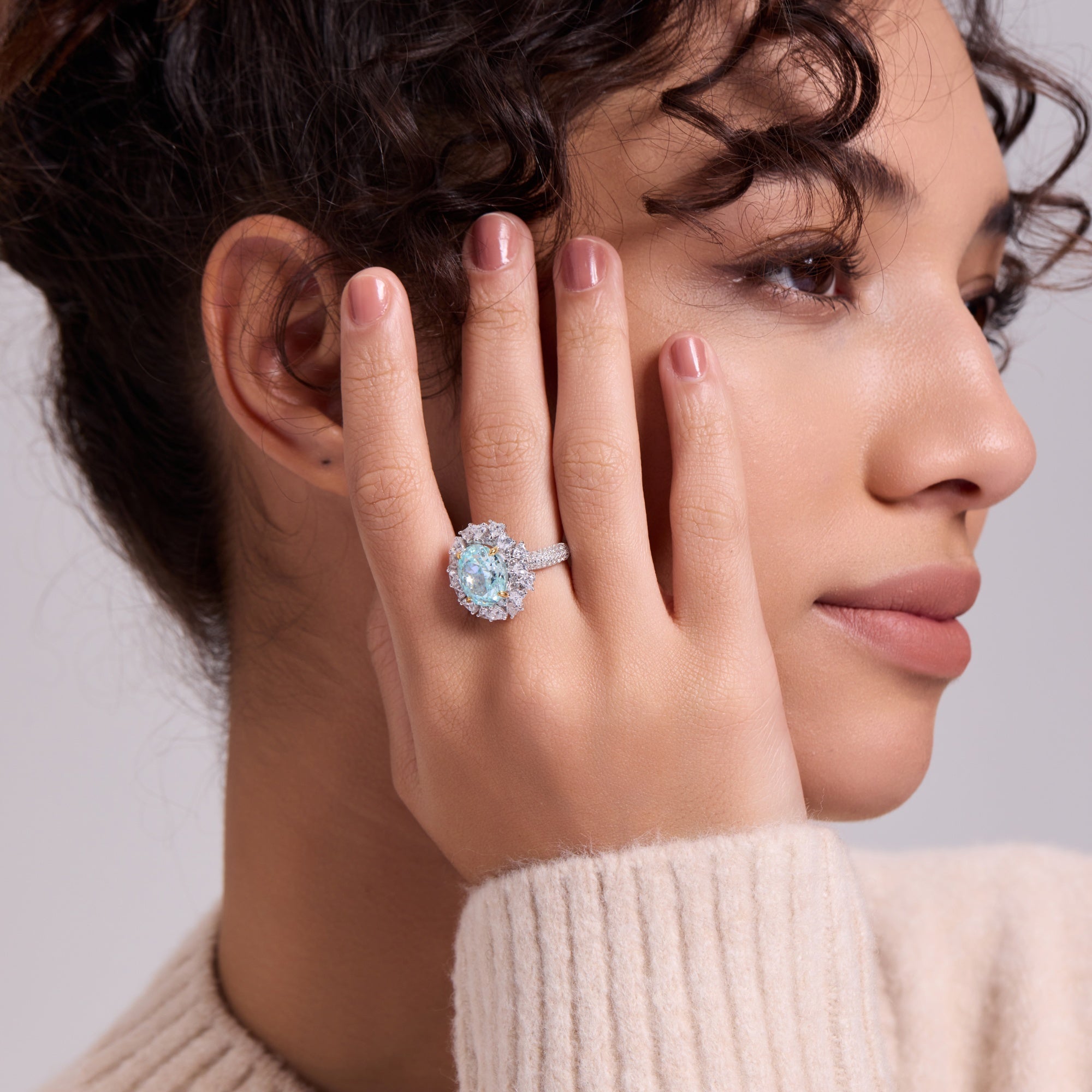 8-carat Floral Halo Ring - Sirens