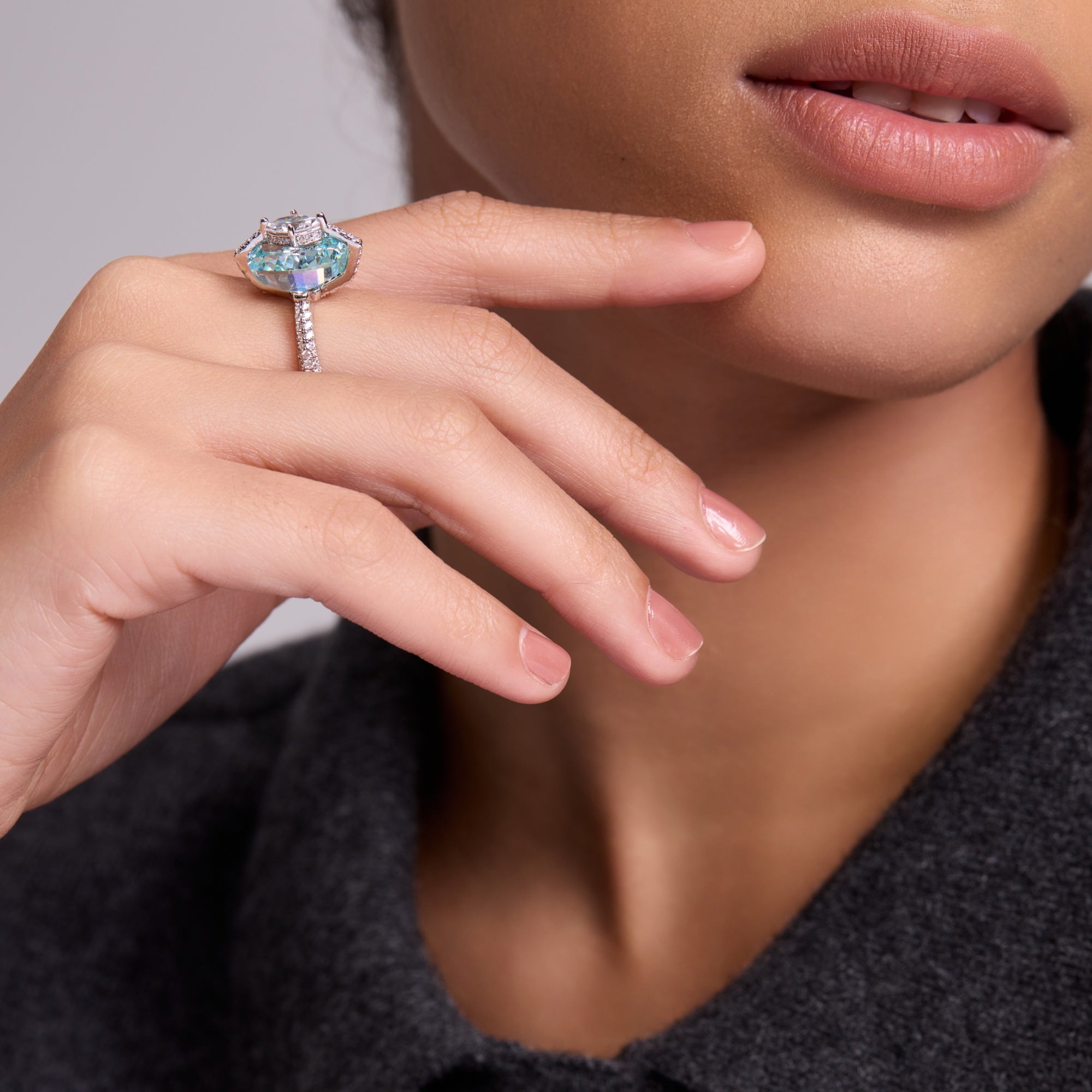 8-carat Stone on Stone Ring - Jelly Sea